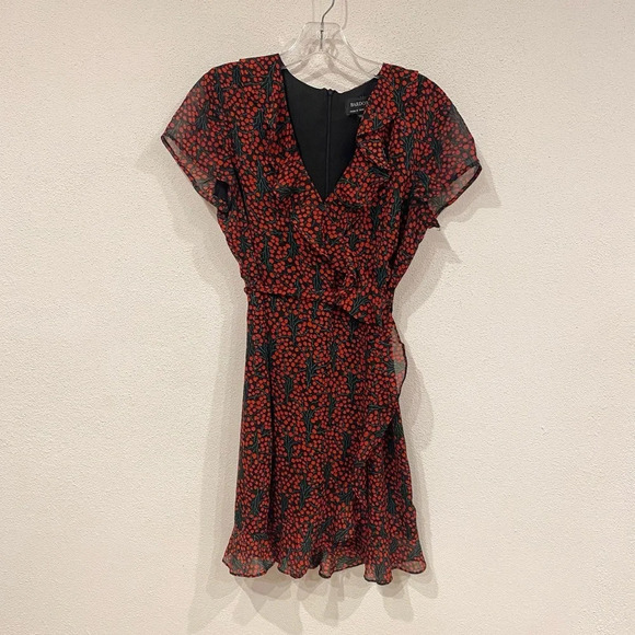 Bardot Faux Wrap Cherry Print Dress Size Medium EUC - Picture 2 of 4